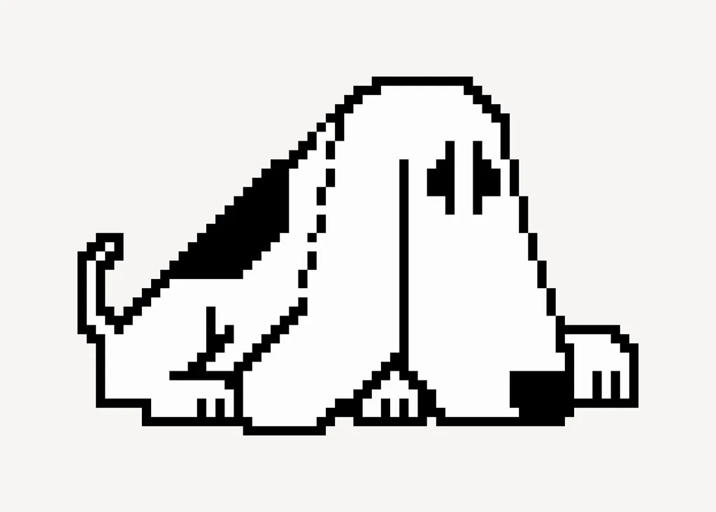 Illustration pixel art d'un chien inspirant la conversion en grille de point de croix