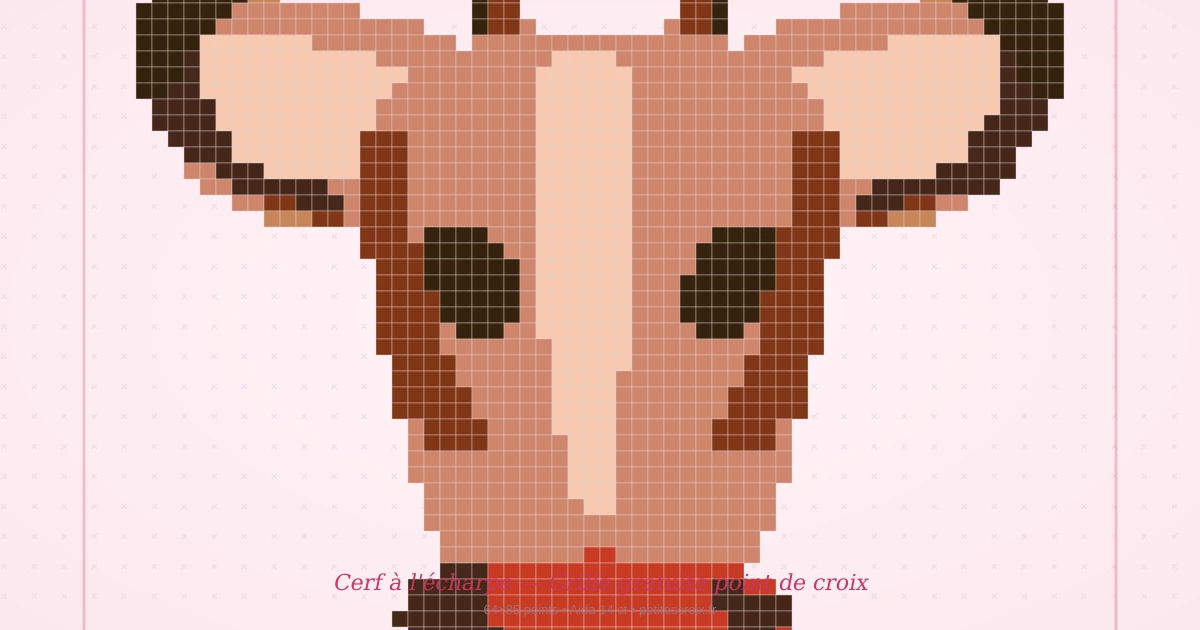Cerf à l'écharpe — Grille point de croix gratuite de Noël