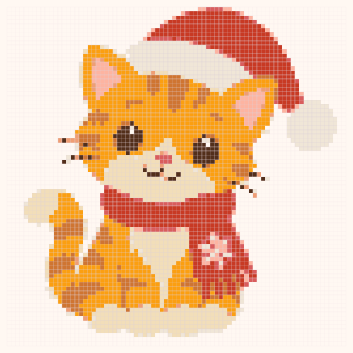 Aperçu de la grille Chaton au bonnet de Noël en point de croix