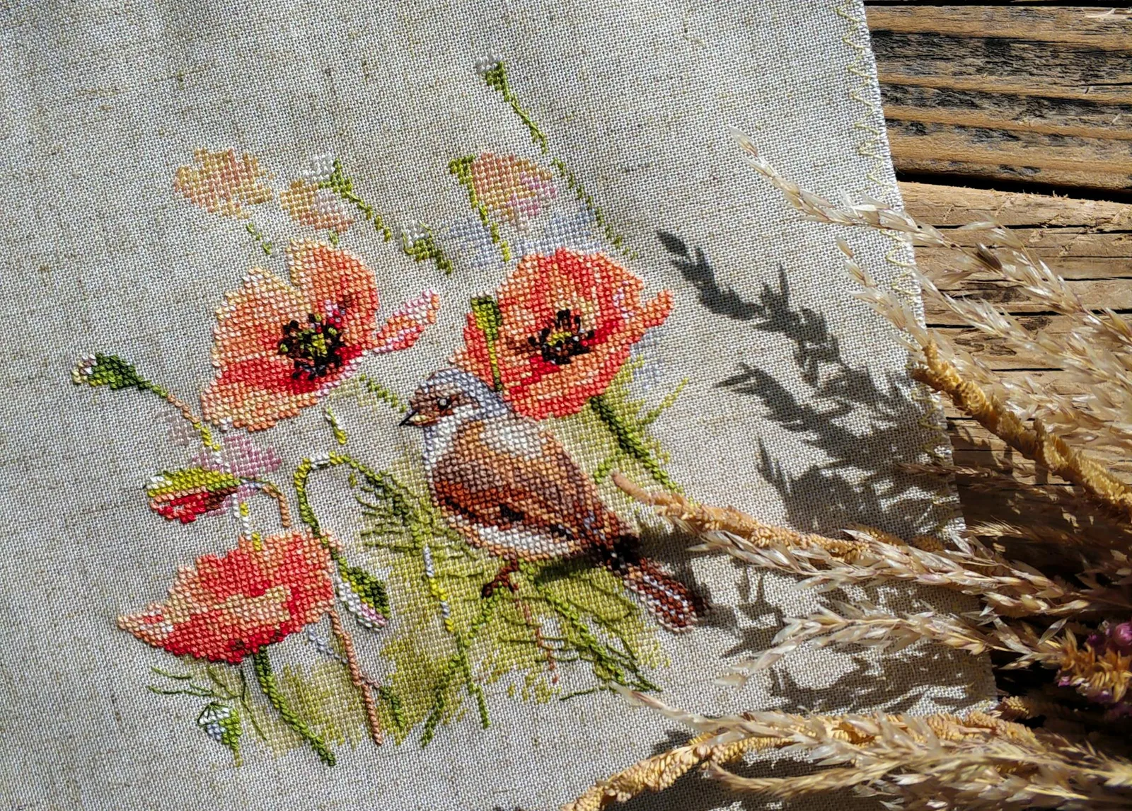 Grille gratuite été 2026 : coquelicots et marguerites en point de croix