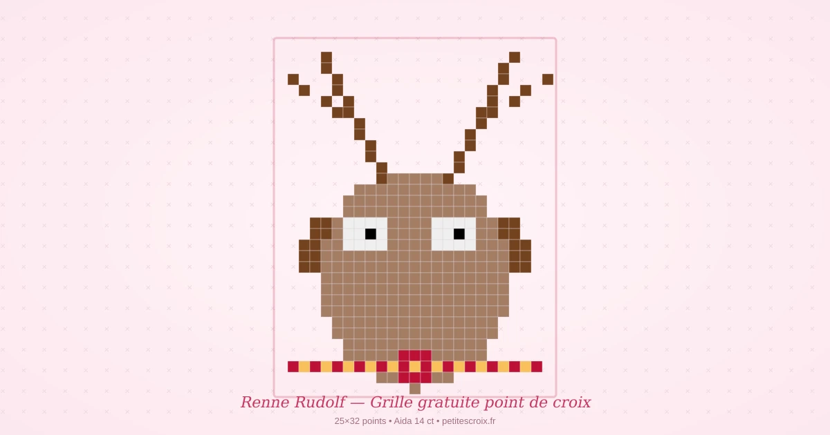 Renne Rudolf — Grille point de croix gratuite de Noël