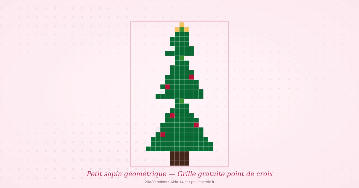 Petit sapin géométrique — Grille point de croix gratuite de Noël
